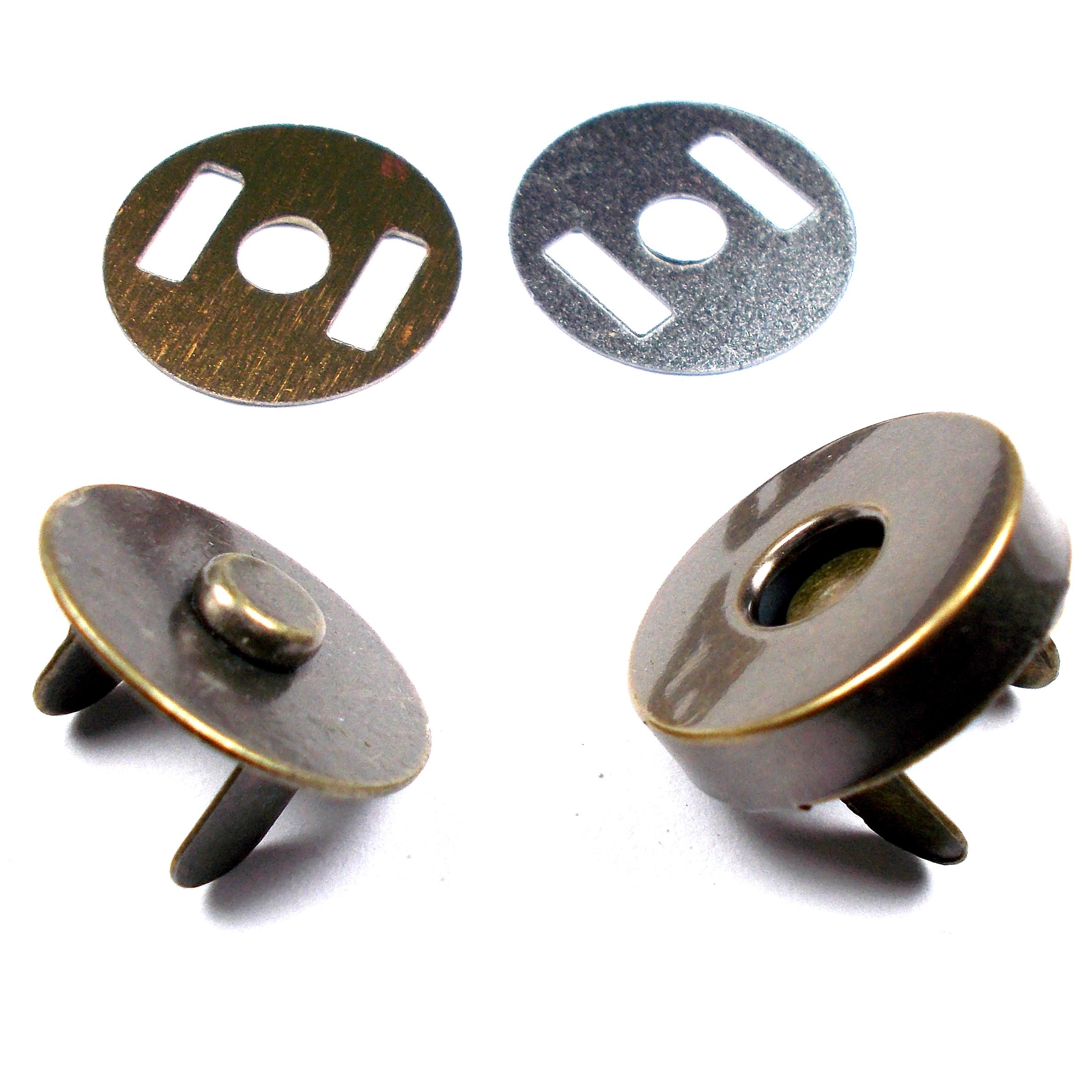 Metal Magnetic Clasps Bag Fasteners 18mm Pack of 6 (Brass)