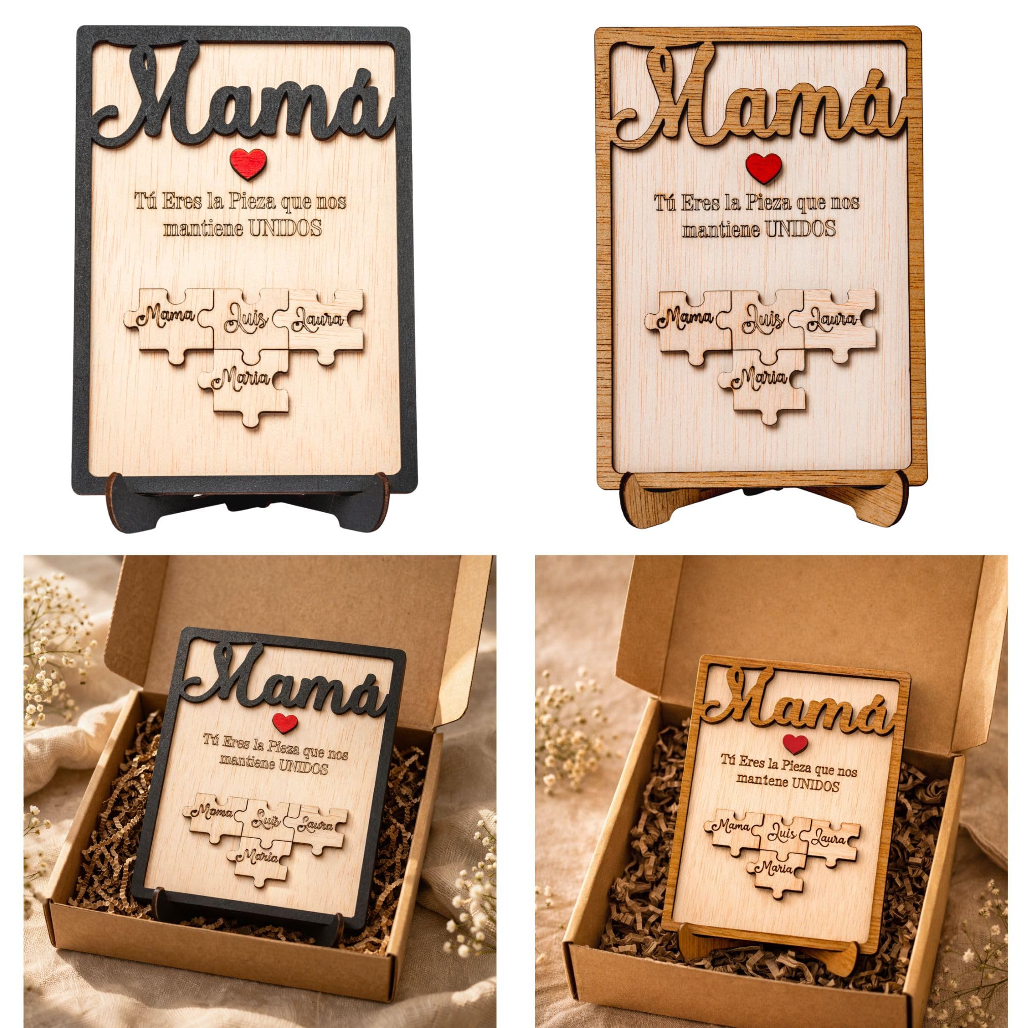 Olesea Día de la Madre – Regalo Dia de la Madre Personalizado – Regalos Personalizados Cuadro Puzzle Nombre – Mujer Original – Regalos Mujer Abuela Mama (Roble) — view 4