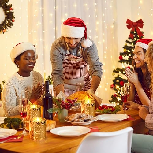 Miniatura 5 de Sunnyray Jarrón de cristal brillante de 12 piezas para centros de mesa de boda, jarrones dorados moteados, jarrones de flores, jarrones, portavelas