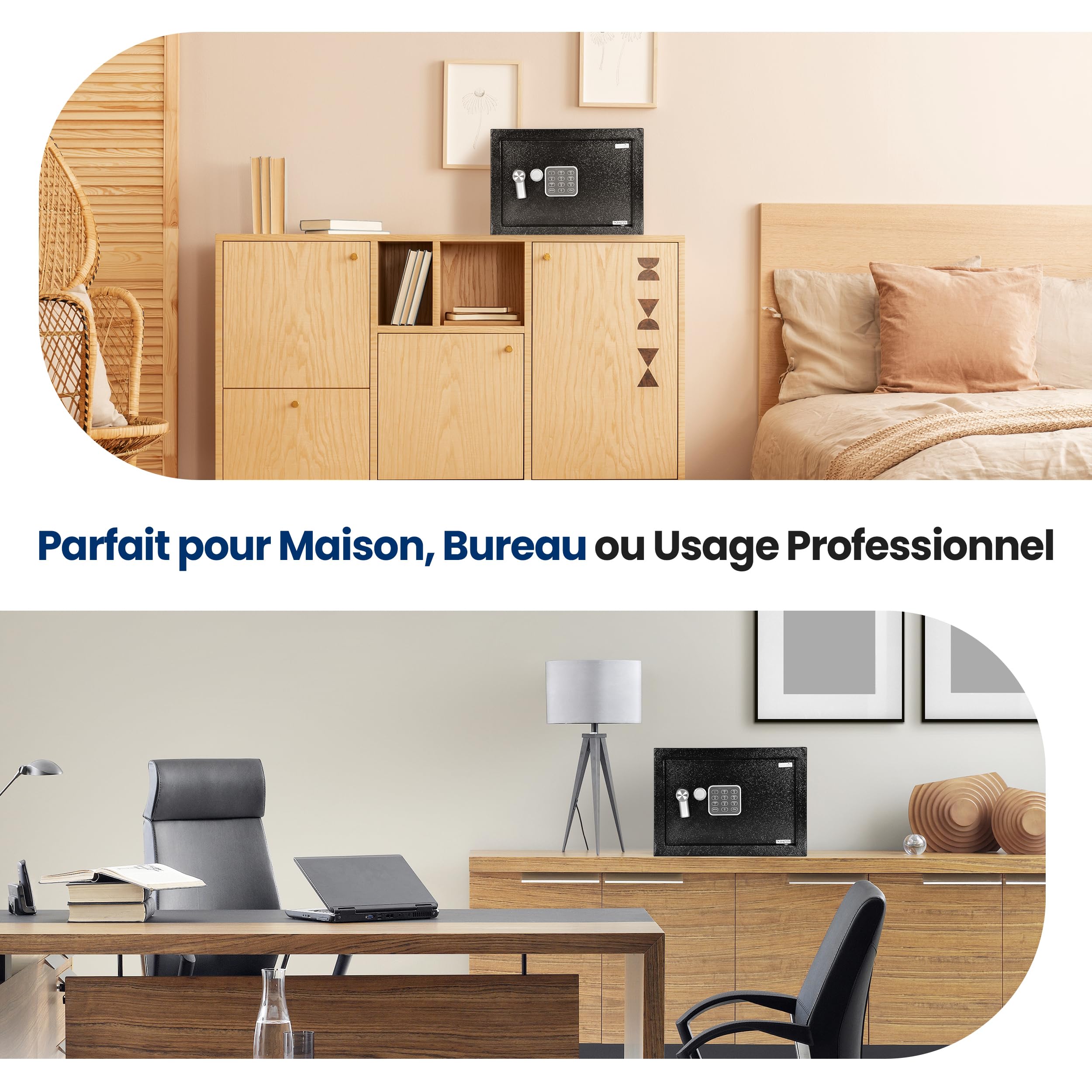 SereneLife Coffre-Fort Électronique Acier – Small 8.6 L (31x20x20 cm), Serrure Numérique | Fixation Murale/Sol, Mini Coffre Sécurisé pour Argent avec 2 Clés, Bijoux, Documents, Bureau, Maison