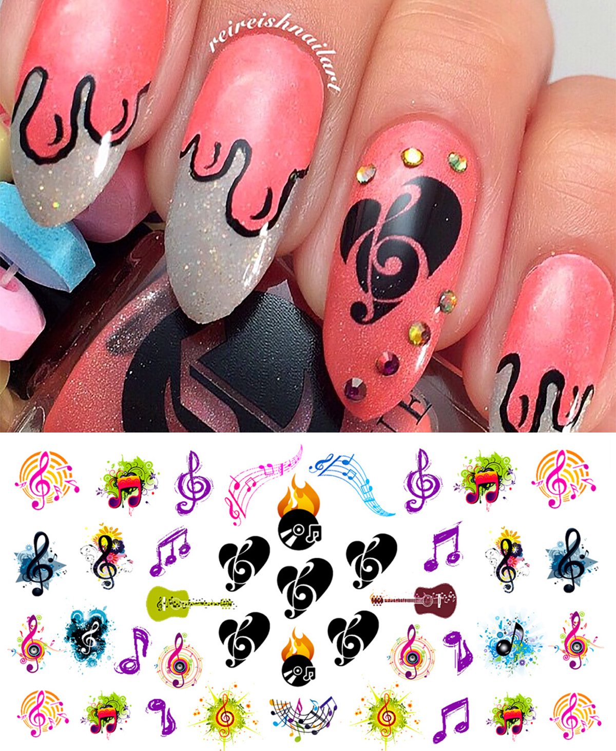 Amazon.com: Sheet Music Notes Water Slide Nail Art Decals Set #3 : Beauty &  Personal Care