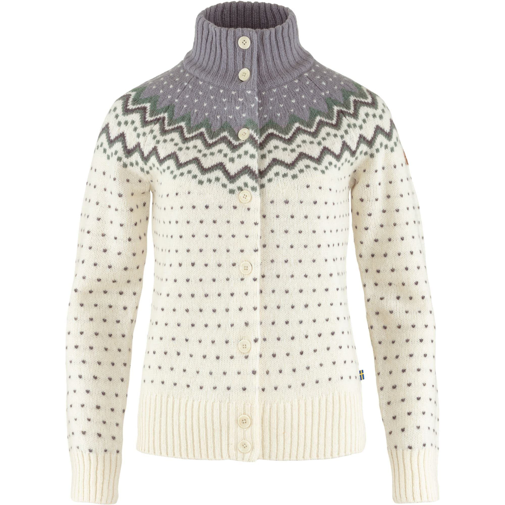 Fjallraven Damen Winter Cardigan mit V-Ausschnitt, Langarm, Orange, Strick, Groß, DE, Pullover