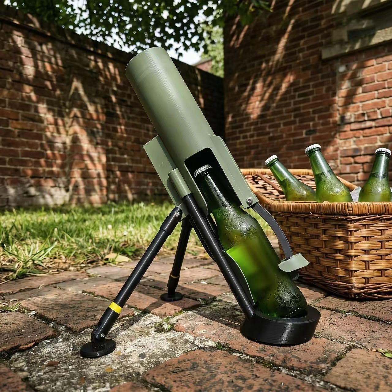 ボトルランチャー オリーブグリーン　ボトルオープナー　ビール　迫撃砲 Amazon | BXVDGSR 迫撃砲型ビール栓抜き – 迫撃砲式押し下げ式ボトル