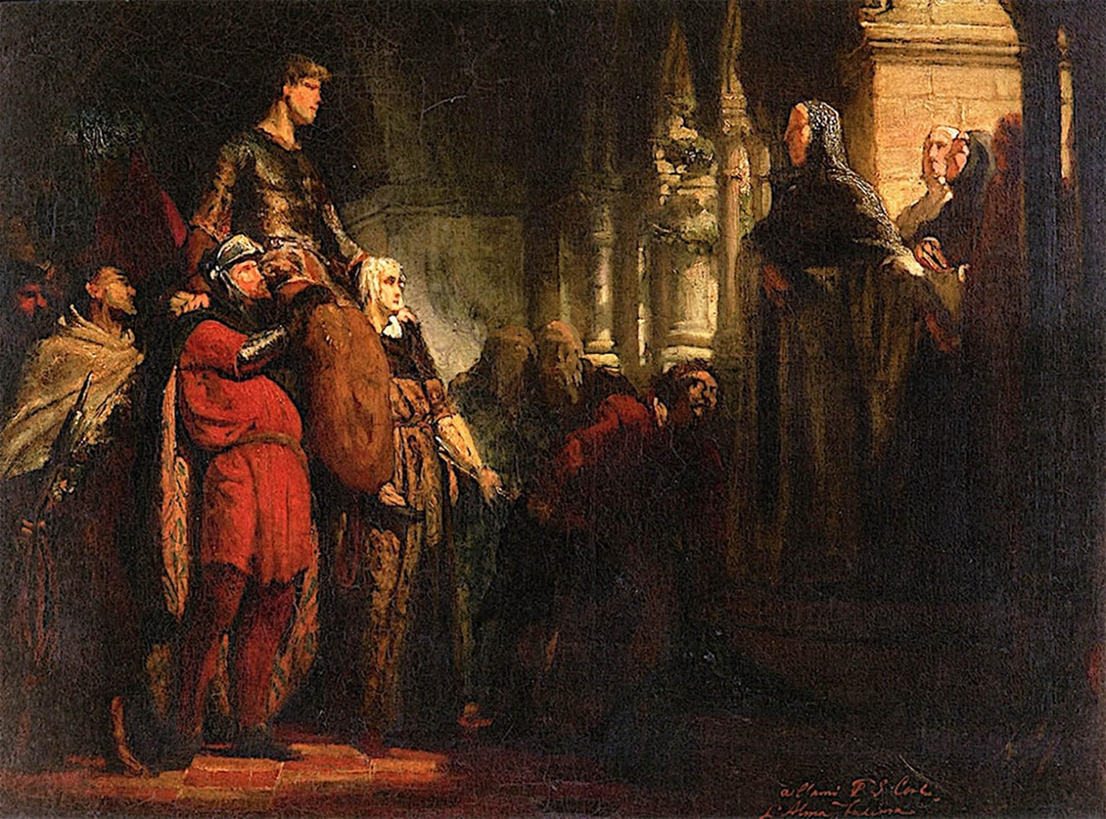 POSTERIIk Vintage Classic Picture Landscape Artwork Al Return of Sir Willem Van Saeftingen to the Abbey Ter Doest in by by Lawrence Alma-tadema Portrait Canvas Painting for Office Home Decor 60x90cm