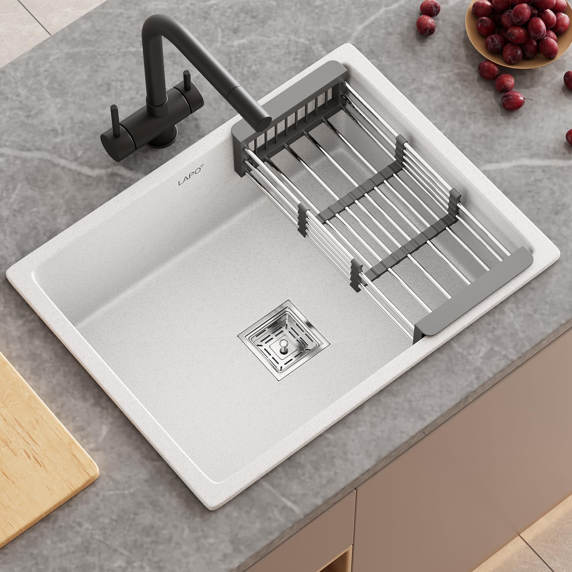 LAPO Granite Kitchen Sink - 24x18 Inch, Green Finish -17