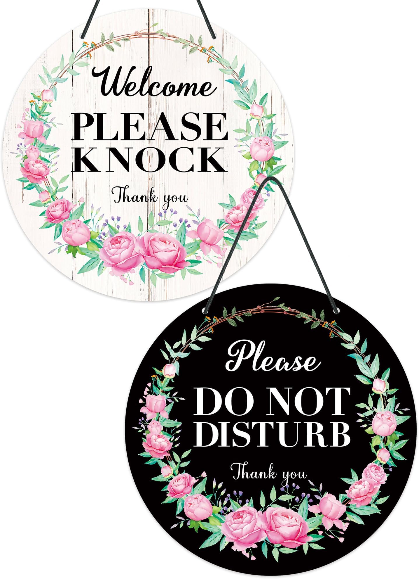 Putuo Decor Cartello Porta "Non Disturbare / Prego Bussare" In PVC 25x12 Cm - Doppio Lato Con Gancio Per Hotel, SPA, Casa