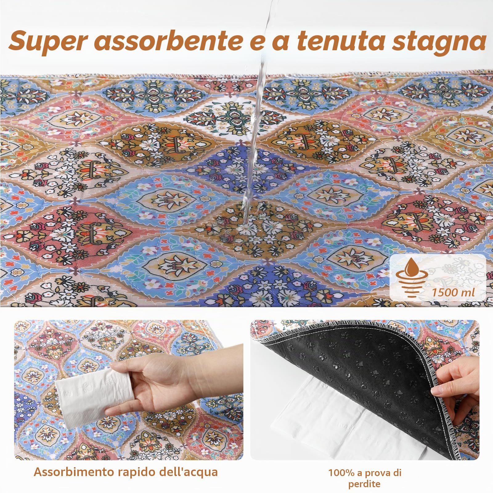 Gimars 80 x 92 cm, 2 Pezzi, Design Boho e Finitura Resistente, Traversine Lavabili per Cani, Tappetino Riutilizzabile per Addestramento Cuccioli, Assorbente, Antiscivolo e a Prova di Perdite