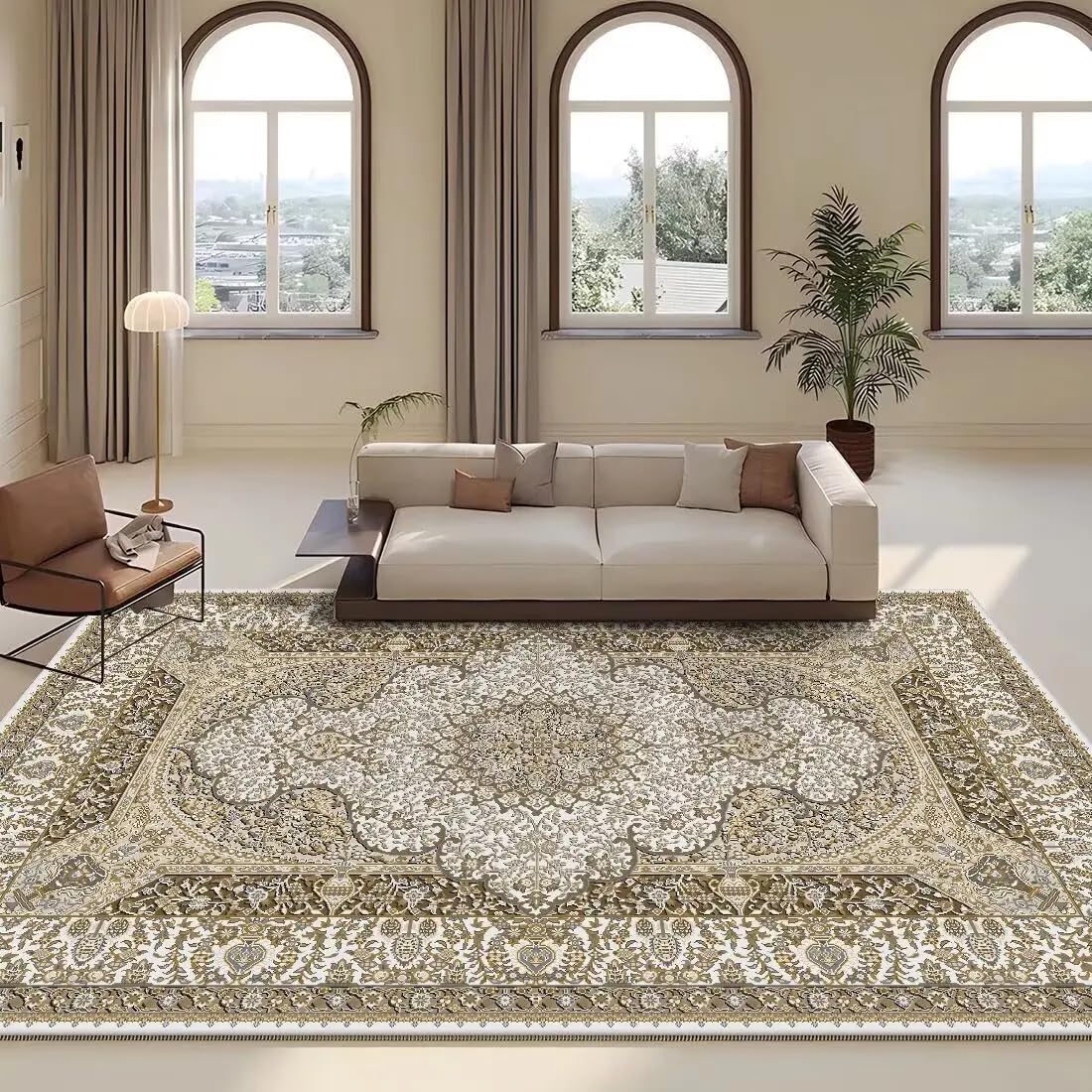 Tapis persan rétro lavable grand format non pelucheux lot de 6 pour salon