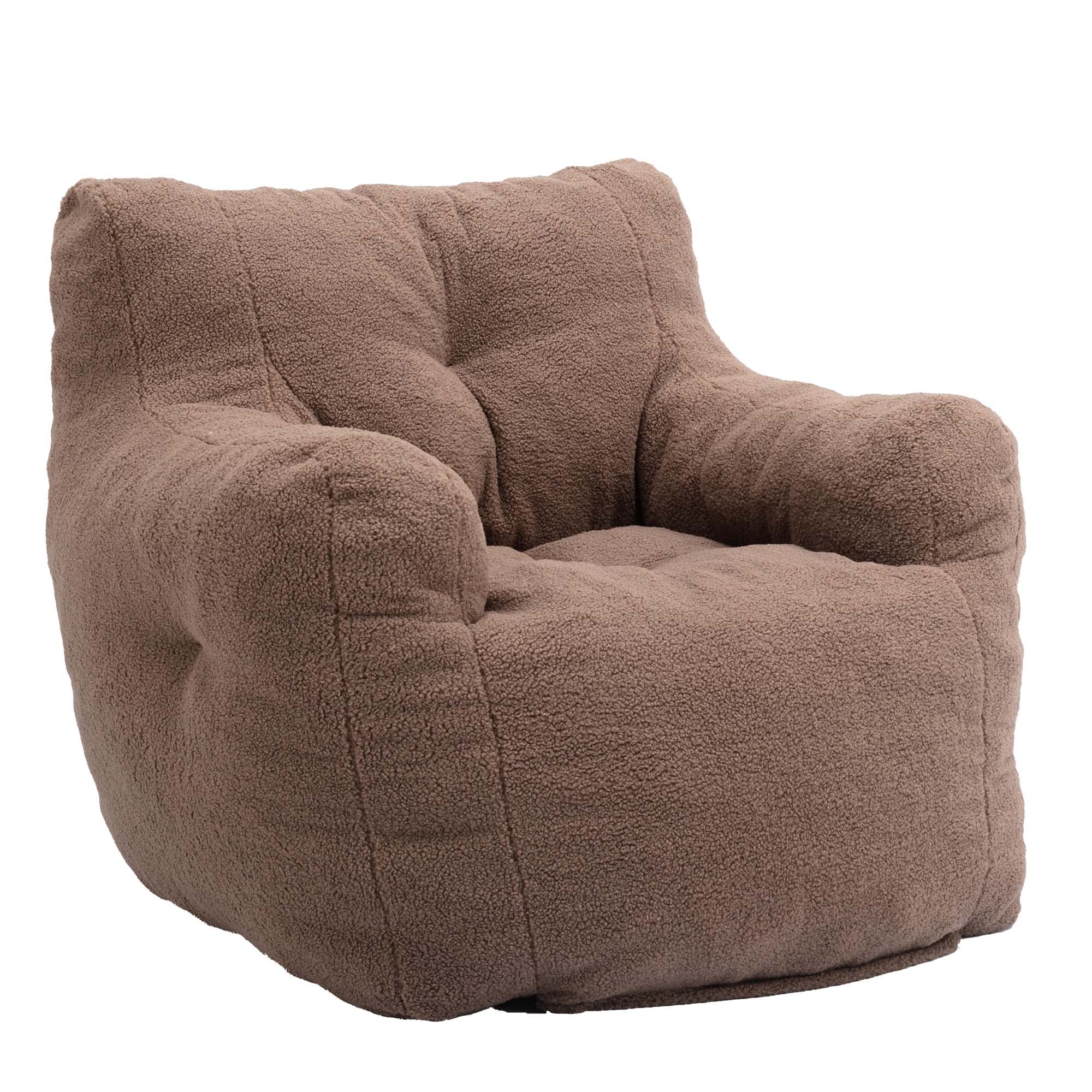 Lyon Sence Bean Bag Chairs with Armrest,Soft Memory Foam Filler,Tufted Fabric Material Giant Lazy Sofa,Lounger Floor Chair for Adult,for Living Room,Bedroom (Coffee)