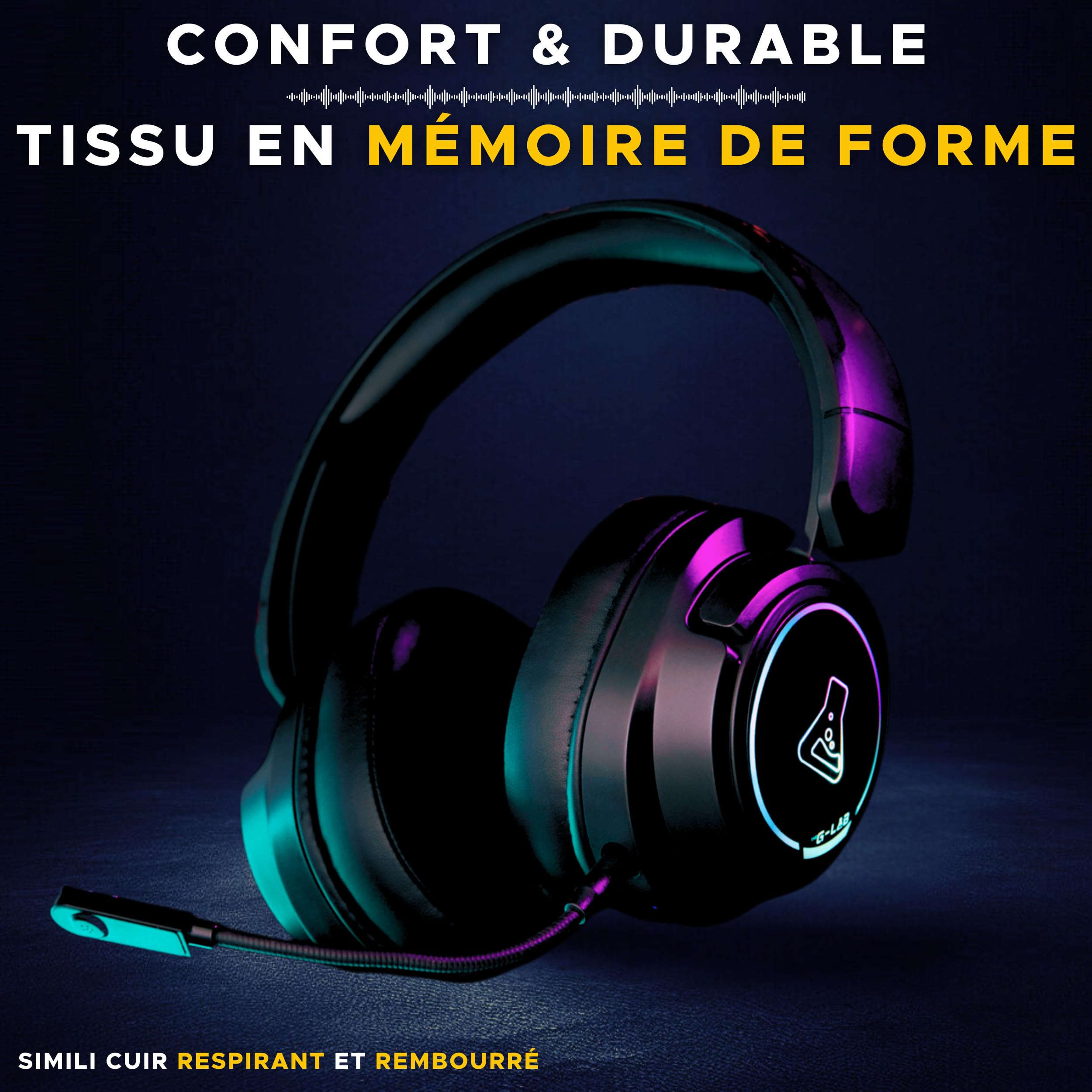 The G-Lab - Korp Iridium - Casque Gaming Sans Fil 2.4GHz & Bluetooth, Audio Haute Qualité, Micro Détachable, Autonomie 45H, RGB, Oreillettes Similicuir - Casque gaming PS5,PS4,PC, SWITCH, ANDROID, IOS | Sans Fil 2.4GHz & Bluetooth, Audio Haute Qualité, Mi