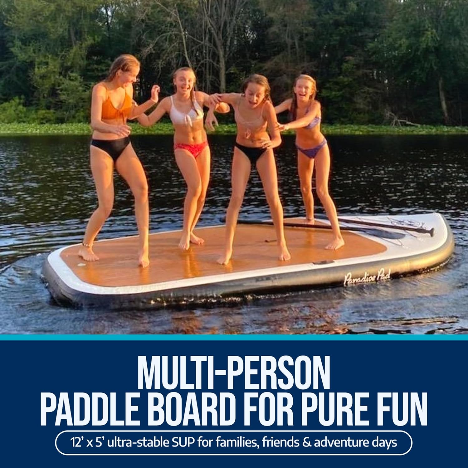 Multi Person Inflatable Paddle Board I Family Paddle Board I Giant Sup | Premium Multi Person Sup I Paradise Pad 12’x5’