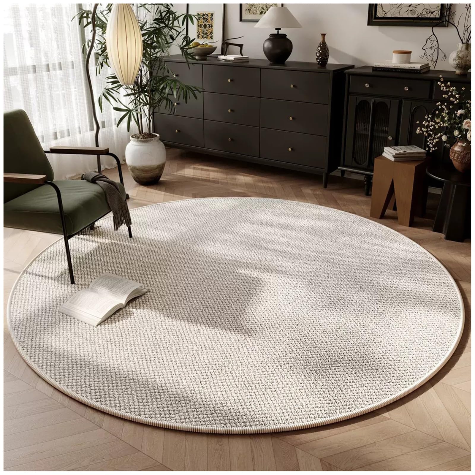 Tapis de salon en sisal blanc 160 cm lavable pour cuisine et entrée de maison