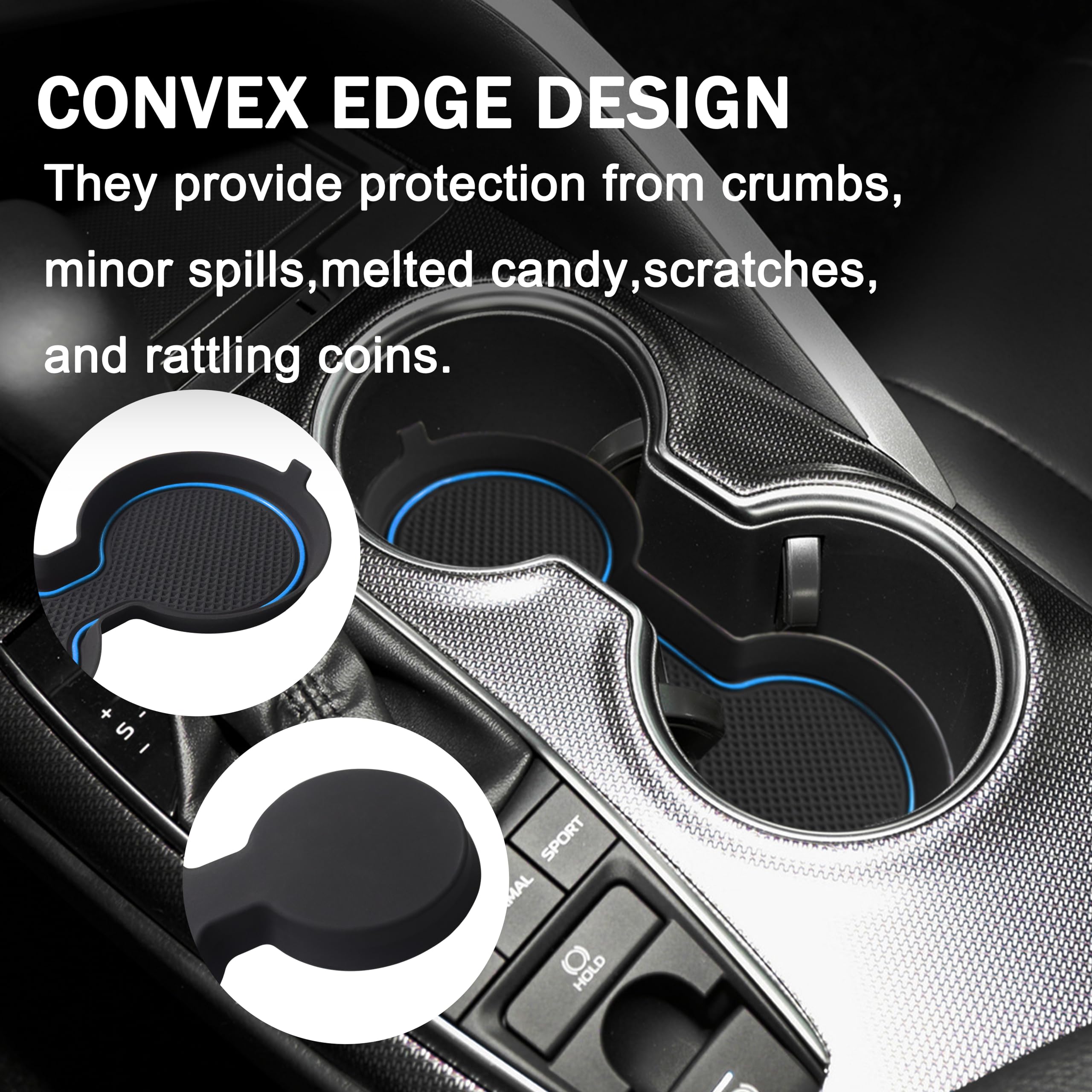 Set 16 Pièces REMOCH Pour Toyota Camry 2018-2024, Inserts Porte-gobelets, Doublures Console, Tapis De Poches (bordure Grise)