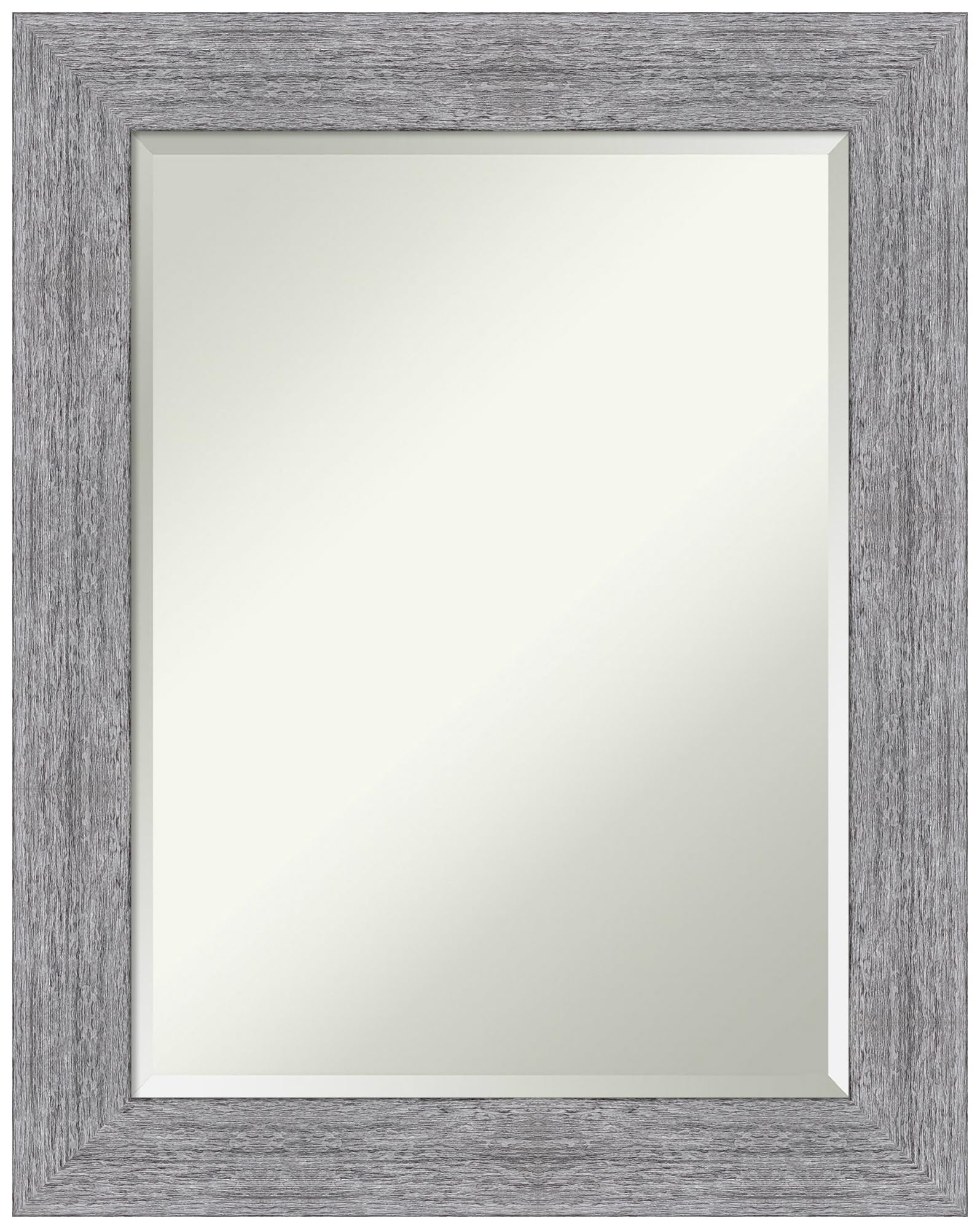Amanti Art Grey Bathroom Mirror for Over Sink, 29x23 Bark Rustic Grey Rectangle Vanity Mirror, Medium Country Rustic Frame, Hangs Horizonally and