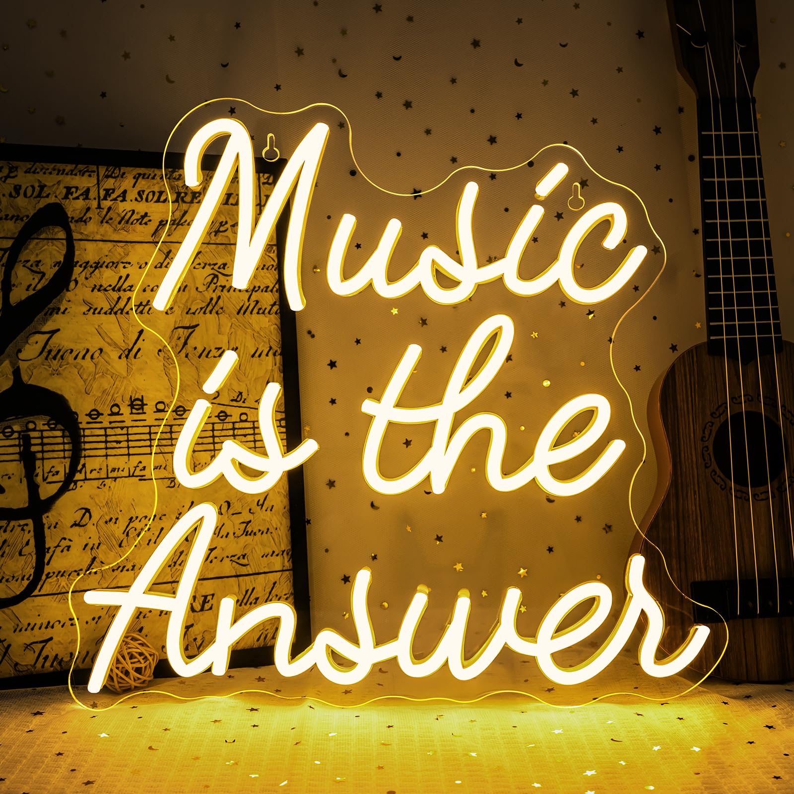 SIGNSHIP Music Answer Warm White Neon Sign