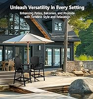 Vista 6 de PASAMIC Juego de 2 sillas altas Adirondack para exteriores de polietileno de alta densidad para todo tipo de clima, con bandejas dobles extraíbles