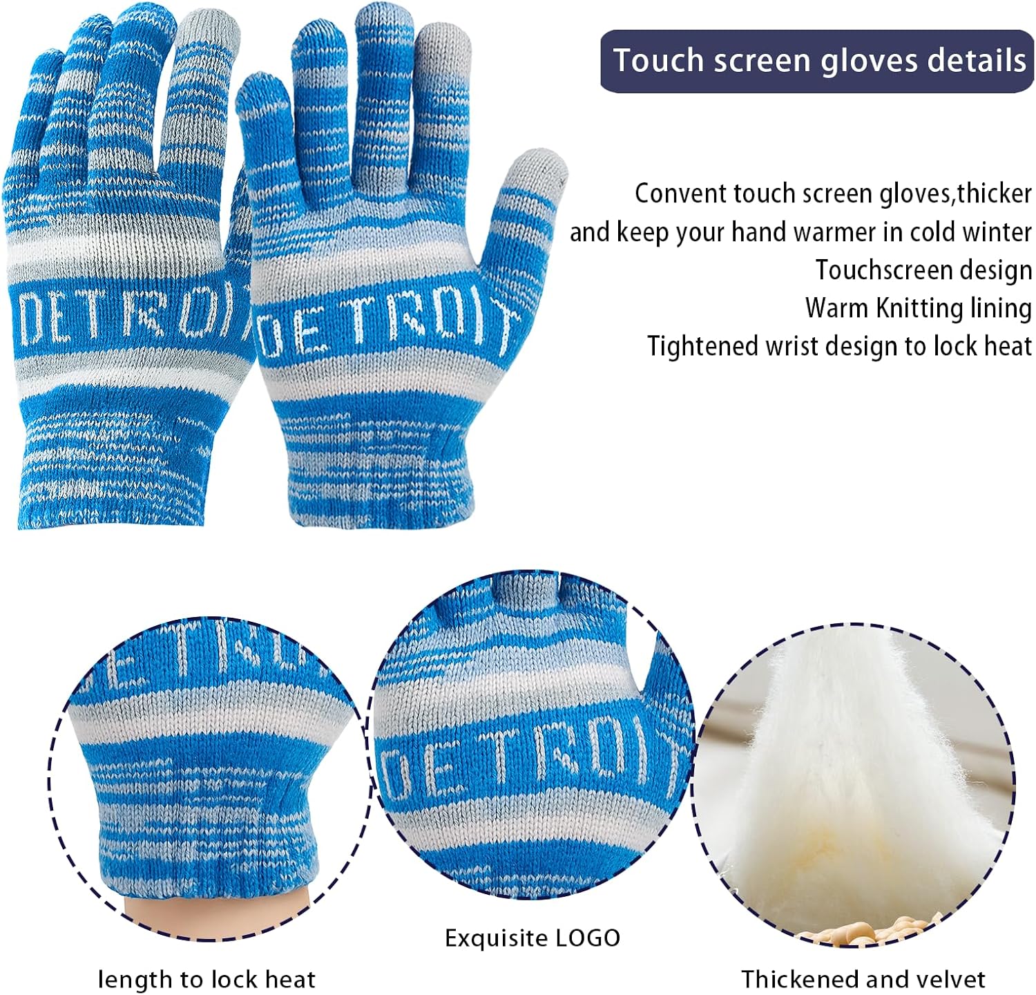 Vintage Classic Skull Cap 3D Embroidery Beanie Cuffed Winter Hat Knit Comes with Warm Gloves Fasion Gifts for Men Women Fans - Image 3