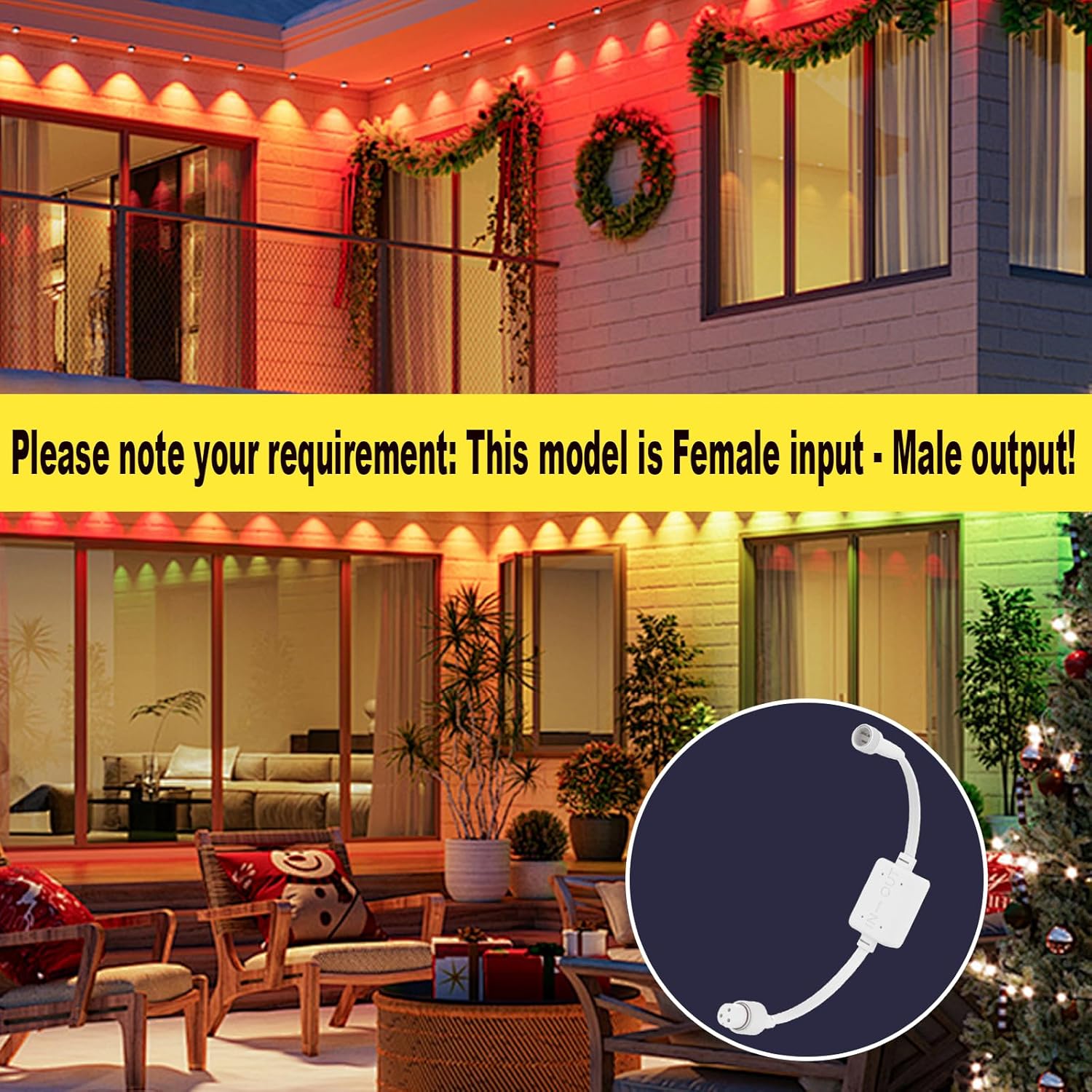 Driver Module Signal Booster Only for Govee Permanent Outdoor Lights Pro H706A, H706B, H706C(Female Input - Male Output)