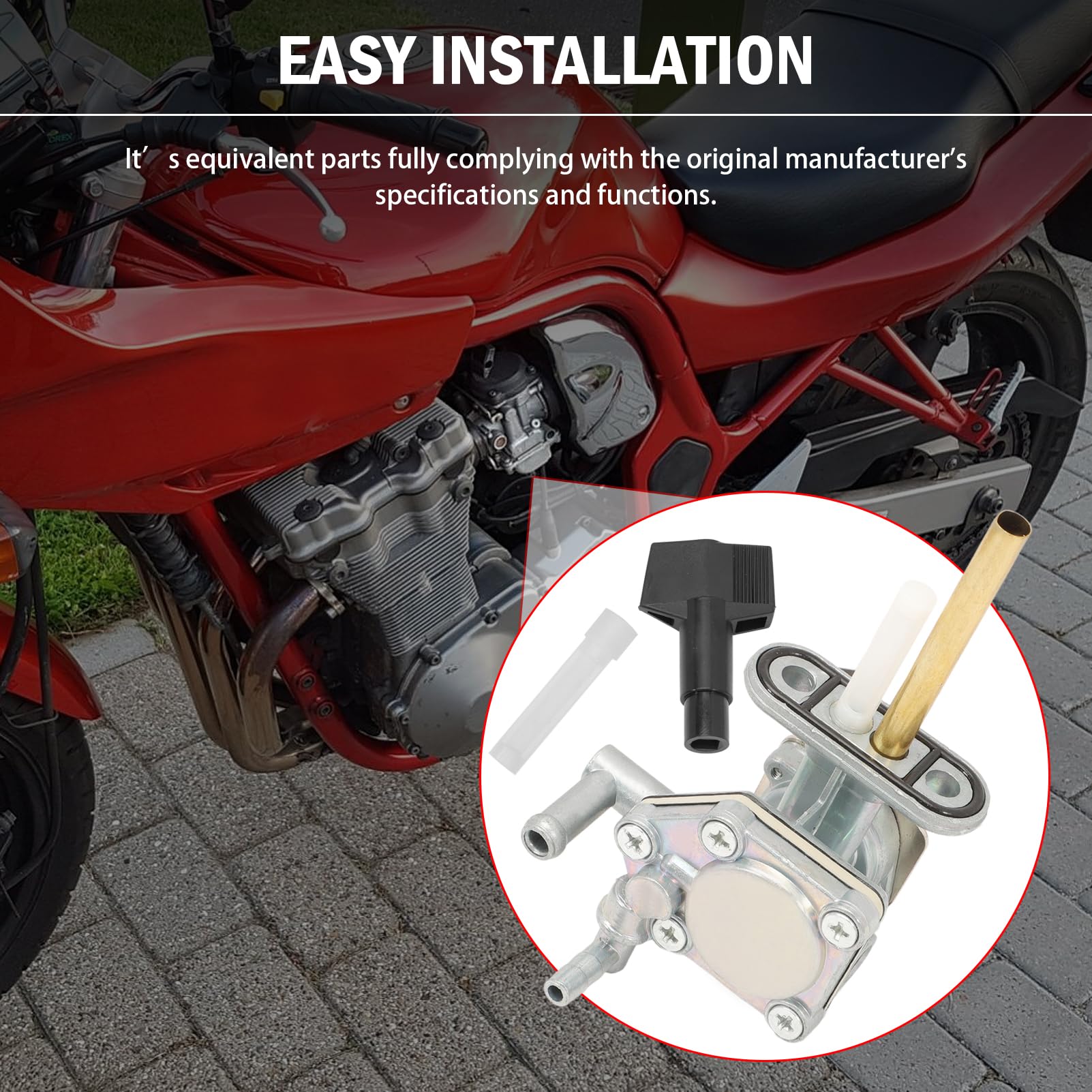 Robinet essence pour Suzuki Bandit GSF600 GSF1200 GSF1200S Bandit S Aluminium Robinet D'essence Petcock Robinet De Carburant 44300-26E00 44300-26E01