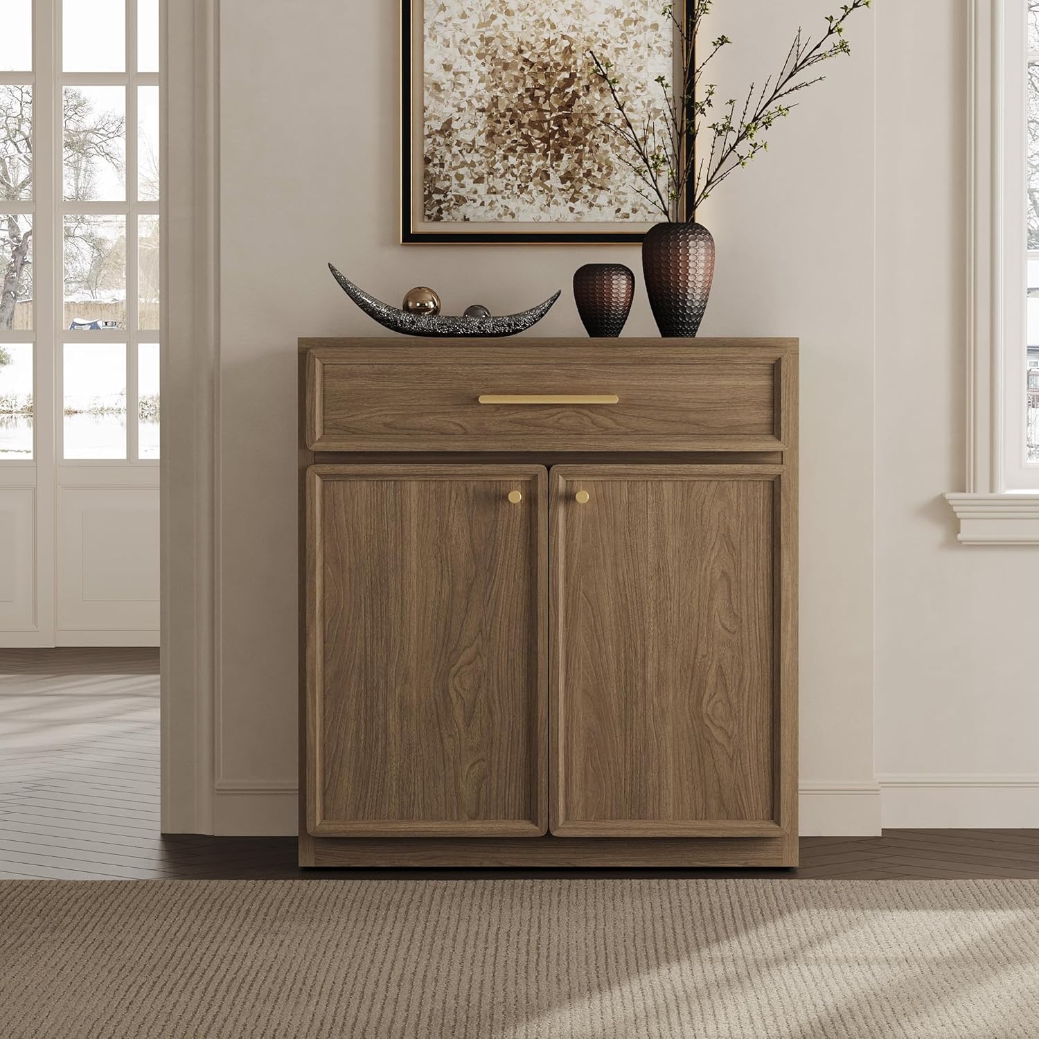 SICOTAS Buffet Cabinet with Storage Tall Modern Console Storage Cabinet with Doors and Shelves 90" Long Wooden Sideboard Credenza Buffet Table Coffee Bar for Living Room Kitchen Dining Room Entryway