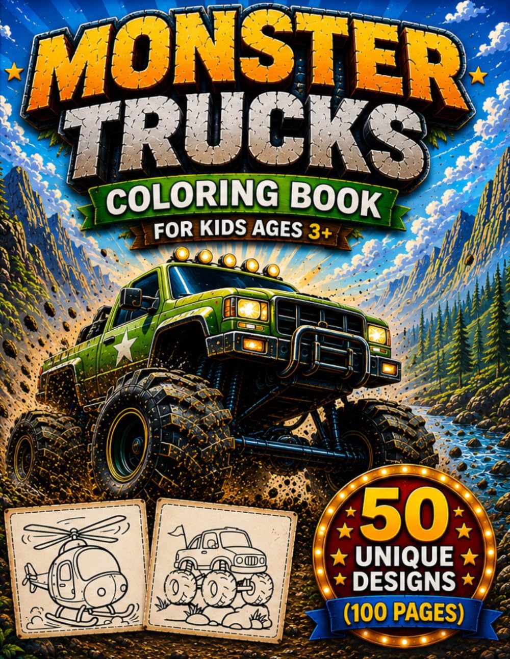 Big Monster Trucks: Adventure Edition (Q8 Coloring Cars Series)