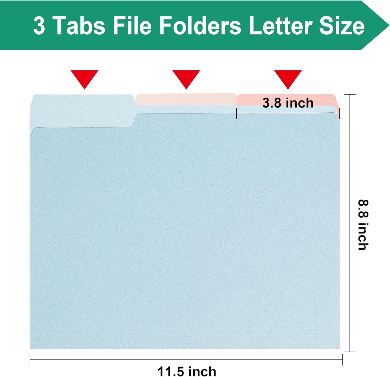 pmybupo100 Pack Colored Two Tone File Folders 8.5x11 Inch,1/3 Cut Tab Blue File Folders Letter Size,Office Folders for Document