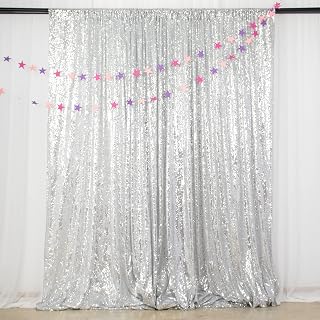 ShinyBeauty Silver Sequin Backdrop 10FTx10FT - Glitter Sparkle Photography Background for Wedding Reception, Birthday Party, Baby Shower Decorations
