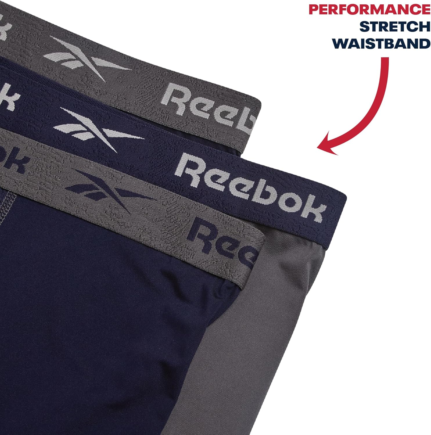 Reebok Mens Boxer Briefs - 3 Pack Big & Tall 7" Inseam Moisture Wicking Performance Mens Underwear Boxers with Contour Pouch