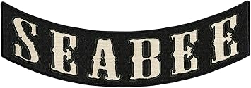 Seabee Rocker 12 | US Navy Seabees Military Vet Recon Motorcycle Jacket Patches | Large Embroidered Iron On - by Nixon Thread Co.