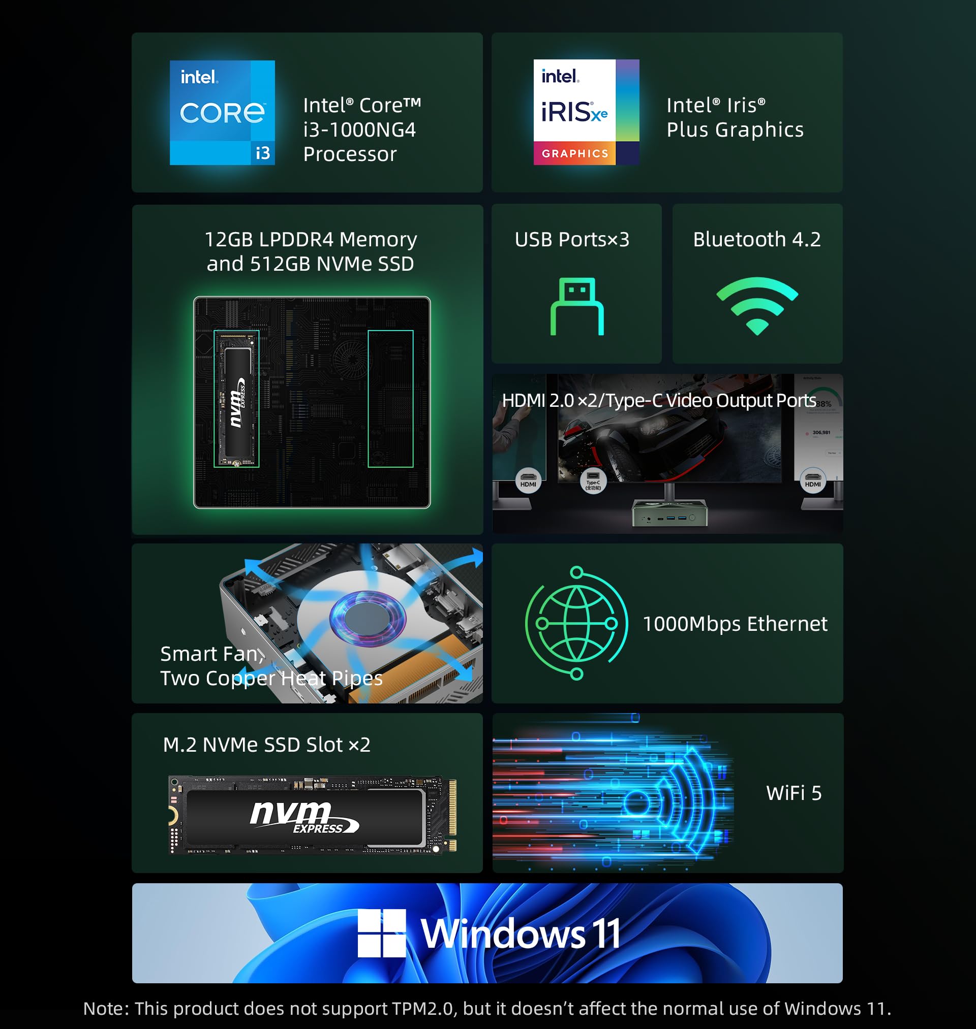 Amazon.com: Bmax Mini PC 12GB LPDDR4 RAM 512GB NVMe SSD, Win 11