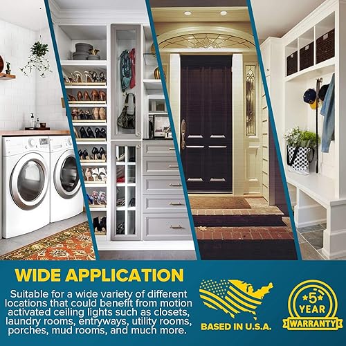 Miniatura 5 de SUNPERIAN Lámpara de techo LED con sensor de movimiento de 4 pulgadas, tiempo de espera de 30 segundos, 3 opciones de color 3000 K4000 K5000 K, 10