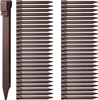 Vista 8 de Mudder Estacas de plástico para el suelo, estacas de plástico para bordes de paisaje, picos de anclaje marrones para bordes, tablero de terraza