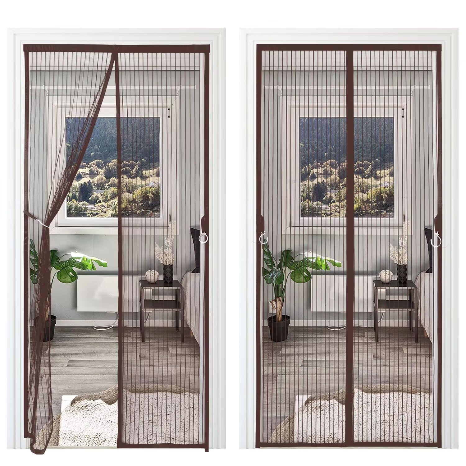 Mosquitera para puerta de balcón, 75 x 195 cm, imanes más fuertes, evita la  entrada de insectos, con ganchos, sin agujeros, protección contra insectos,  para puerta de balcón (color café) : Amazon.es: