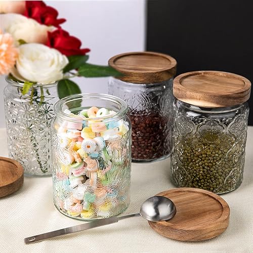 Miniatura 9 de INFTYLE Vantage - Tarro de vidrio de 23 oz23.7 fl oz, tapa de madera de acacia con cuchara medidora (juego de 1)