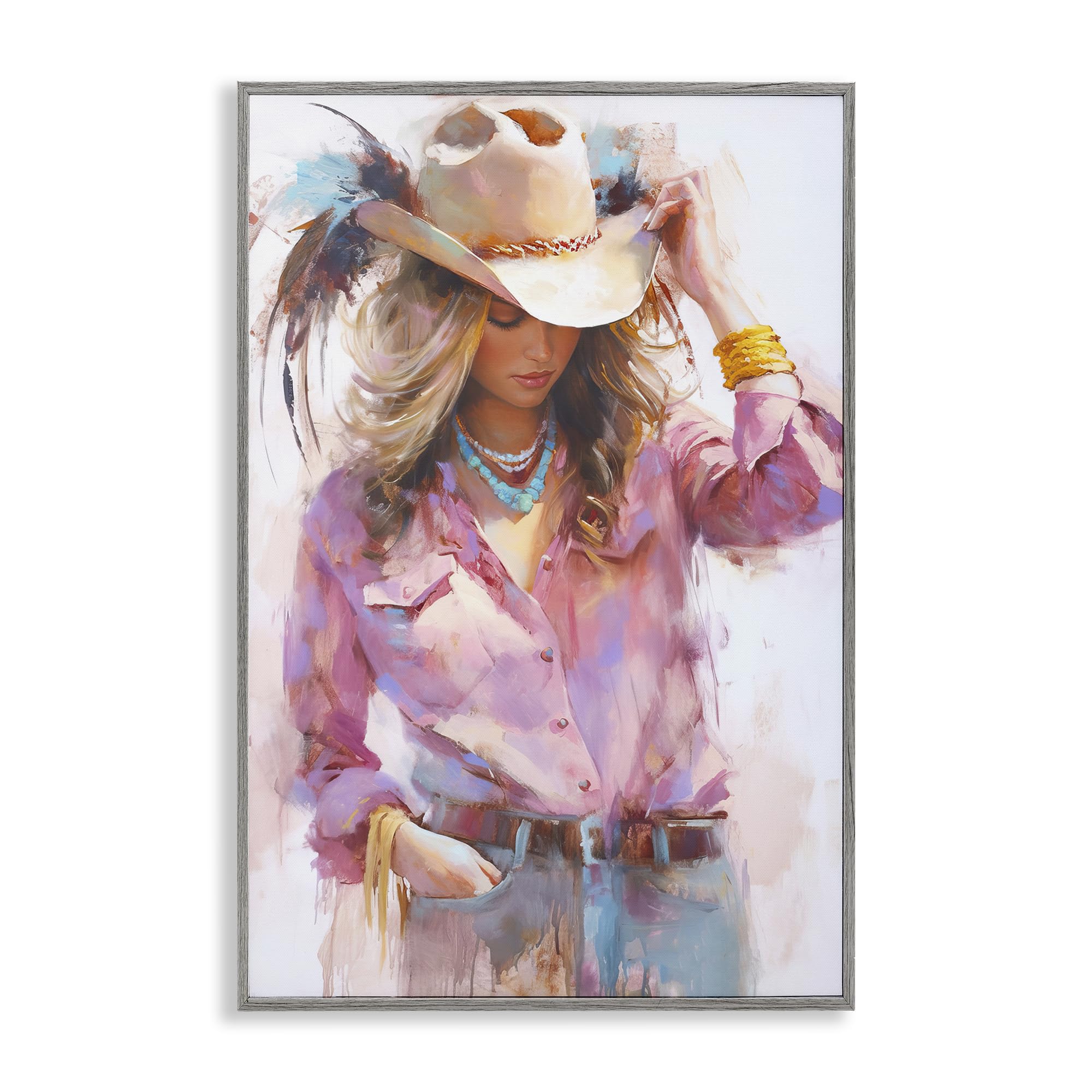 Stupell Industries 'Cowgirl Hat Reflections', Framed Giclee Art, Gray, 12 x 18 Inches, Easy to Hang and Sturdy, Made in USA, by Tina LeCour