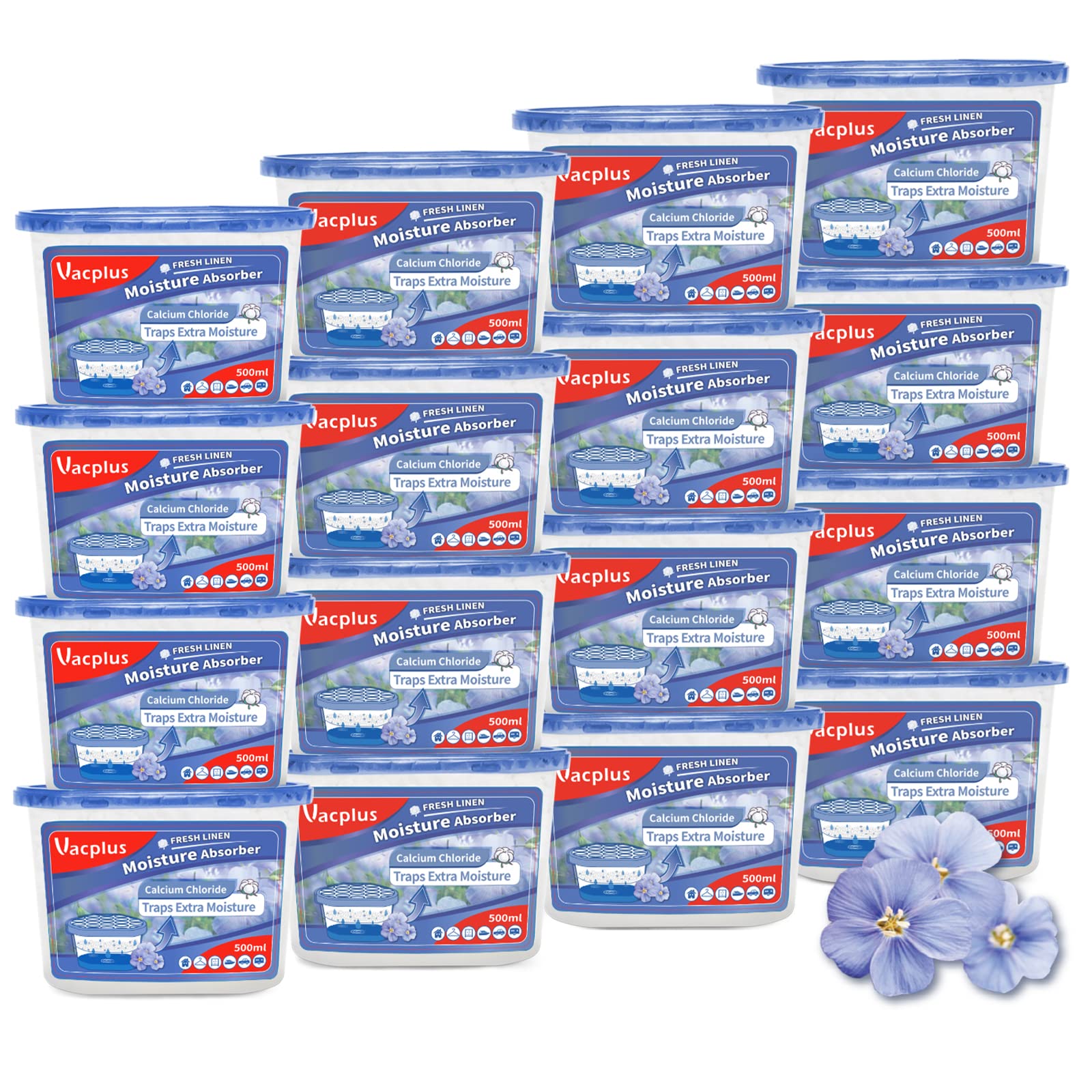 Vacplus Moisture Absorbers 16 Pack, 10.5 Oz Portable Humidity Absorber Boxes for Your Bathroom, Closet & Car, Dehumidifier and Odor Eliminator with Fragrance Free for Fresher Air, Dutch blue