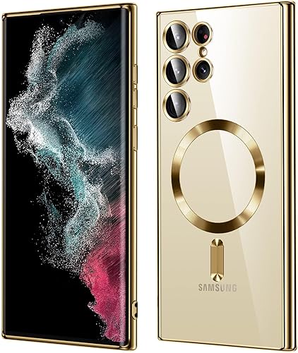 Hurgoer Funda para Samsung Galaxy S22 Ultra, fundas para s22u. Magnética metálica, brillante, delgada, transparente, de lujo, suave, a prueba de Hurgoer Funda para Samsung Galaxy S22 Ultra, fundas para s22u. Magnética metálica, brillante, delgada, transparente, de lujo, suave, a prueba de