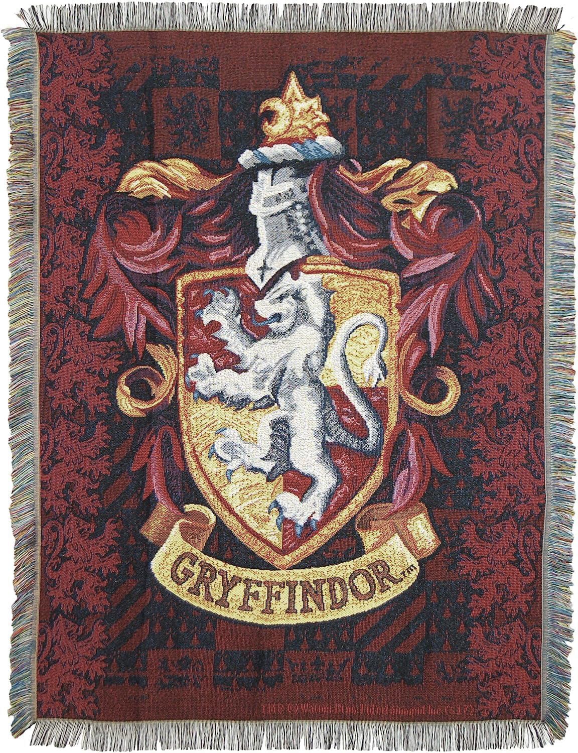 Northwest Harry Potter Woven Tapestry Throw Blanket, 48 x 60 Inches, Gryffindor Shield