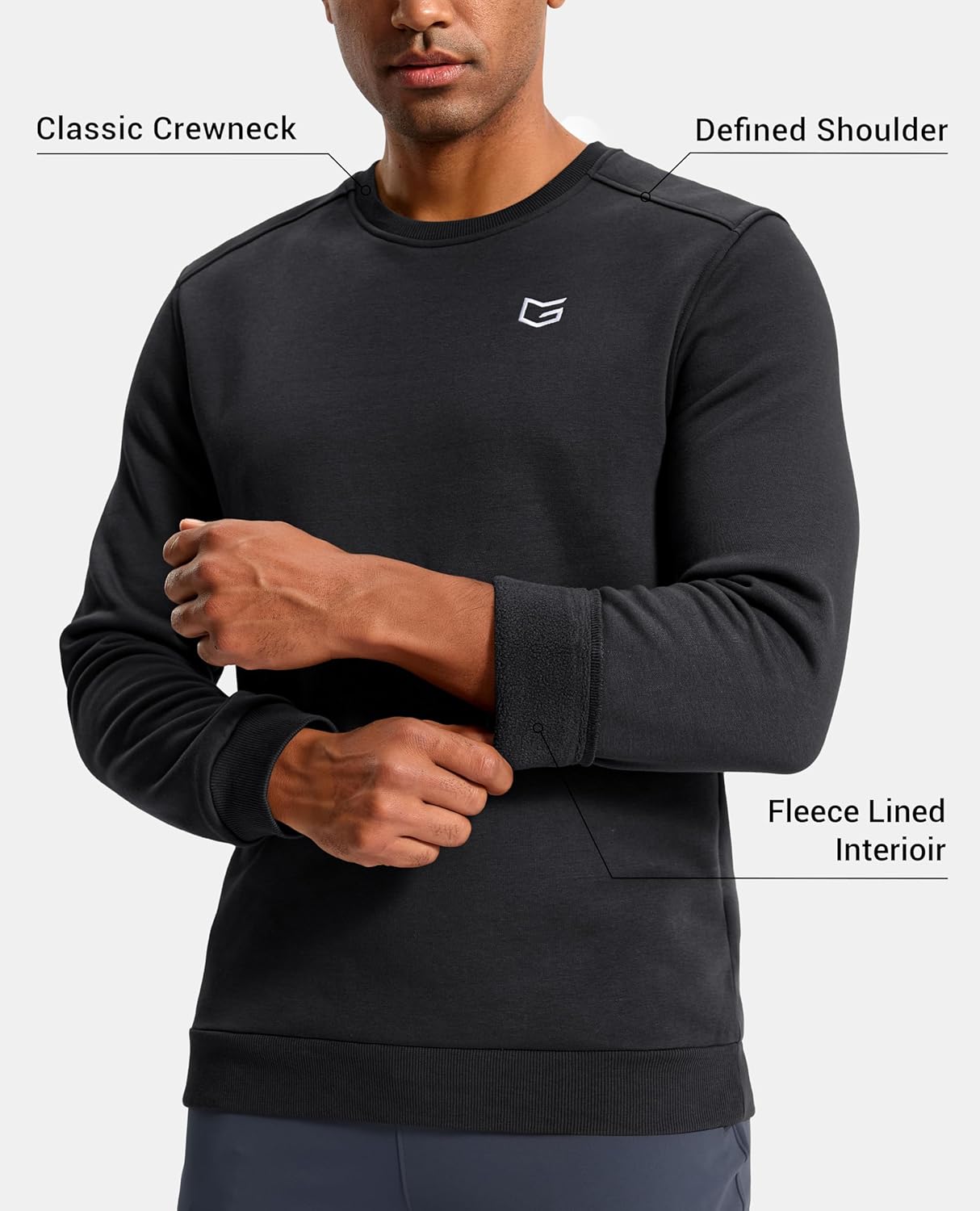 G Gradual Men's Fleece Lined Crewneck Sweatshirt Midweight Regular Fit Athletic Workout Warm Pullover Sweater Shirts - Image 4