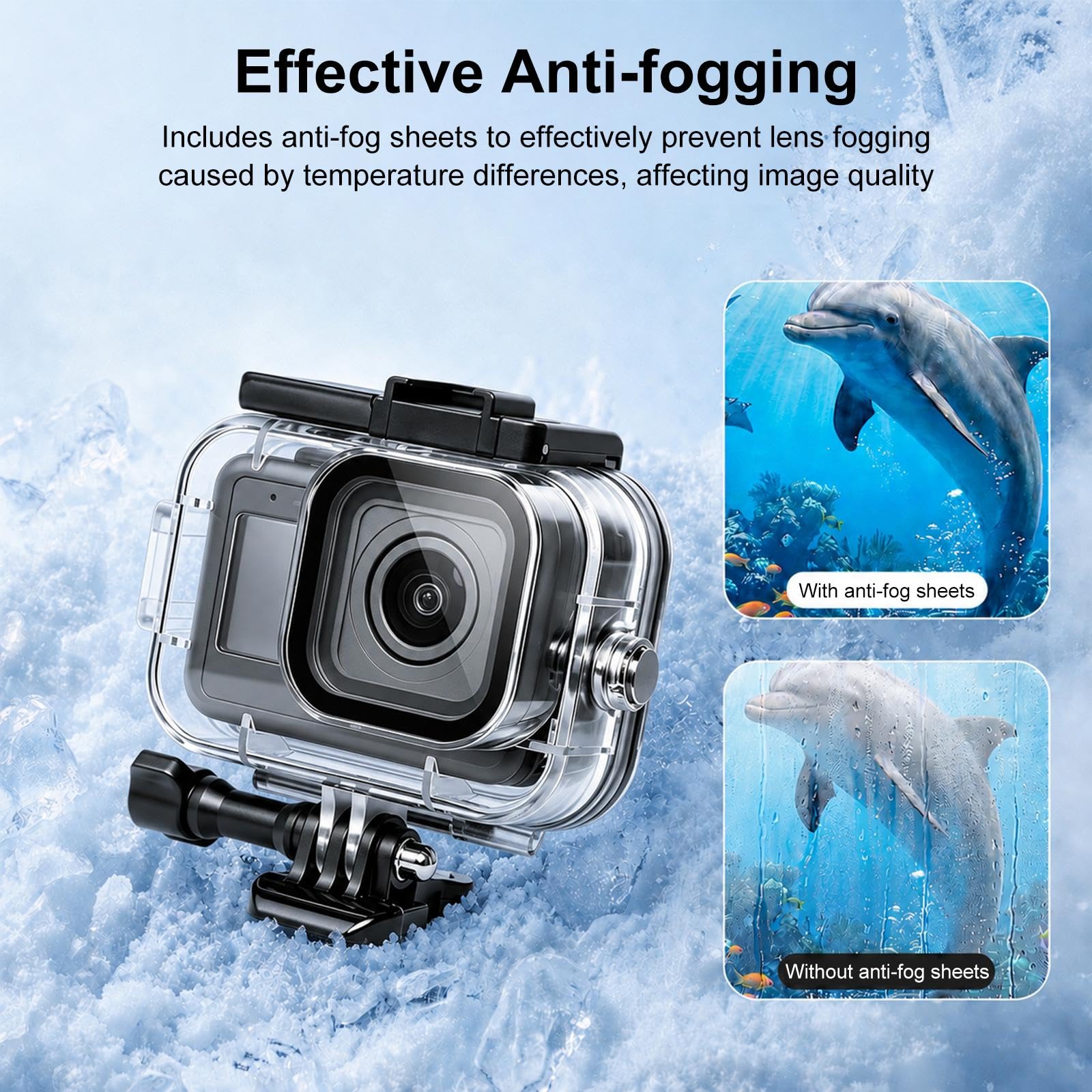 Funda de buceo para Go Pro Mission 1/1 PRO funda impermeable | Carcasa protectora subacuática de buceo profundo de 60 m para accesorios de cámara de acción