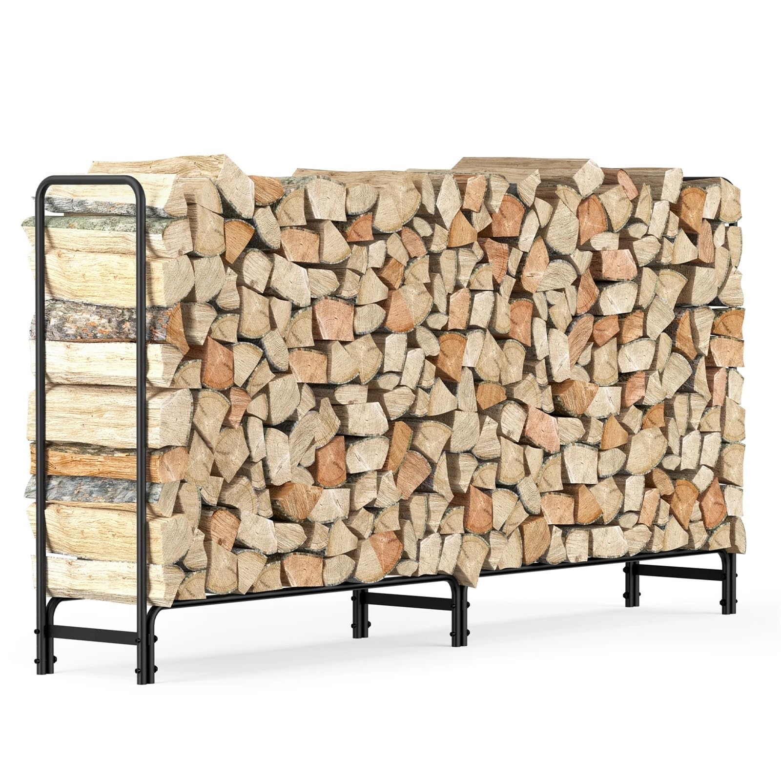 Rack per Legna da Ardere Portalegna for esterni for camino, robusto portalegna in metallo for patio e terrazza(Black 8ft)