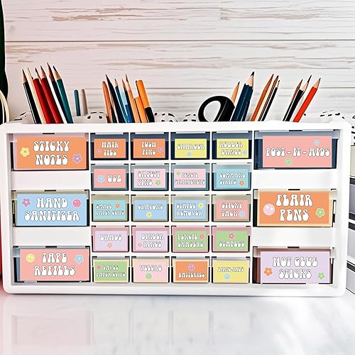54 etiquetas para caja de herramientas para profesores, decoración de aula, autoadhesivas, caja de herramientas de cara de sonrisa, caja de