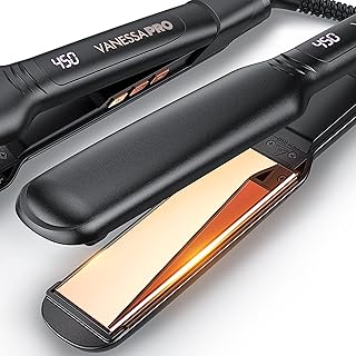 Sponsored Ad - VANESSA PRO Flat Iron Hair Straightener, 100% Pure Titanium Flat Iron for One Pass to Achieve a Sleek Look,...