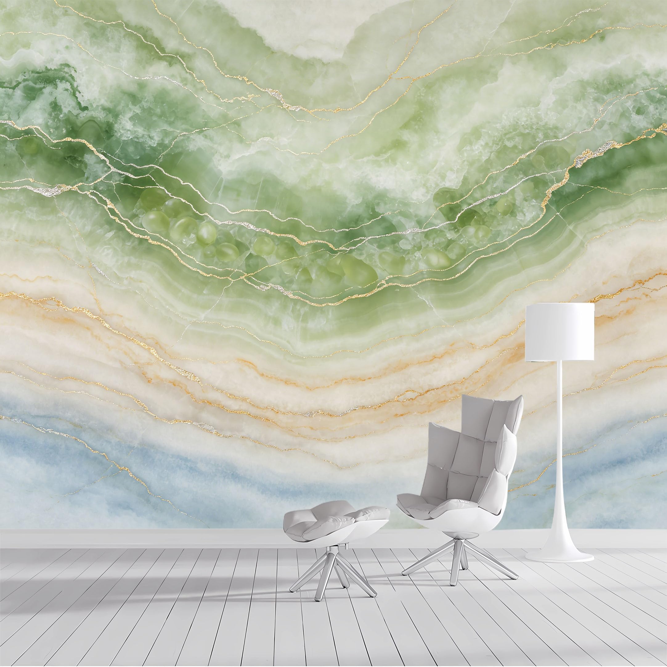 Custom Size Wall Mural Green Jade Marble Abstract Gold Vein Textured Natural Stone Modern Geometric SelfAdhesive Wall Fabric Removable Wallpaper for Living Room Bedroom Bathroom
