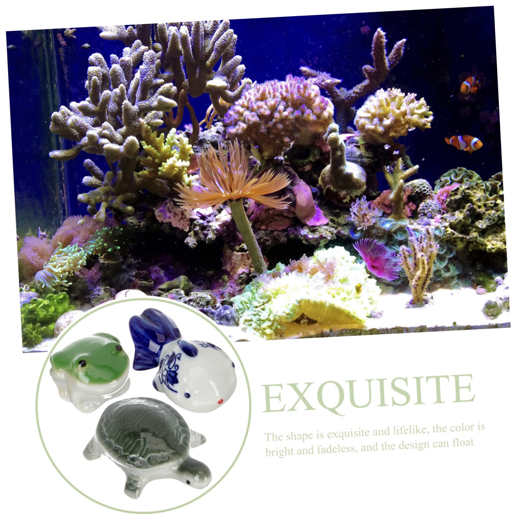 Sosoport 6stücke Keramische Aquarium Dekoration Schwimmende Tierfiguren Schildkröte Frosch Für Fischbecken Lebendige Unterwasser Deko Für Natürliches