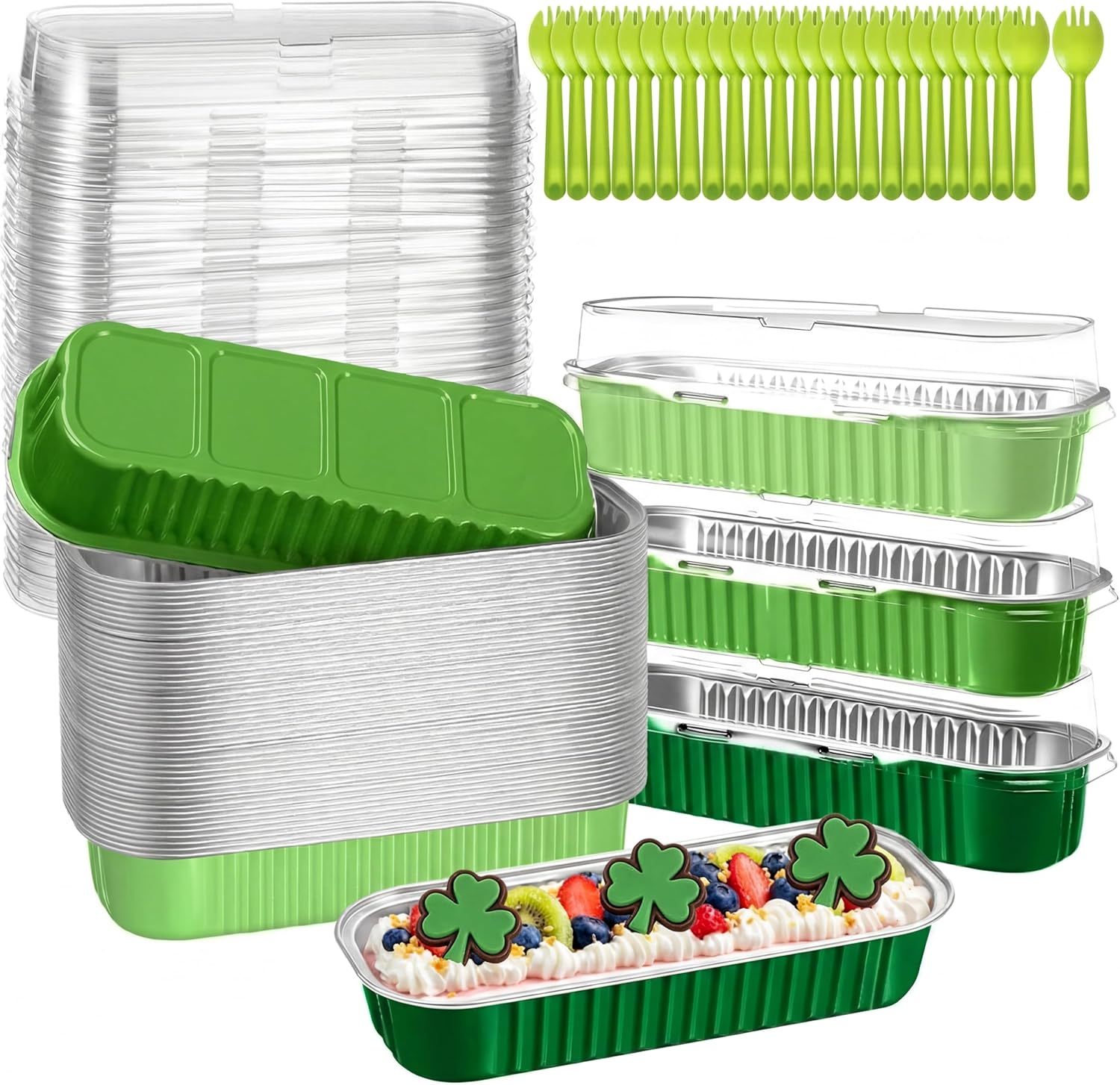 Vesici 60 Pcs Mini Loaf Pans with Lids and Spoons 6.8 oz Disposable ...