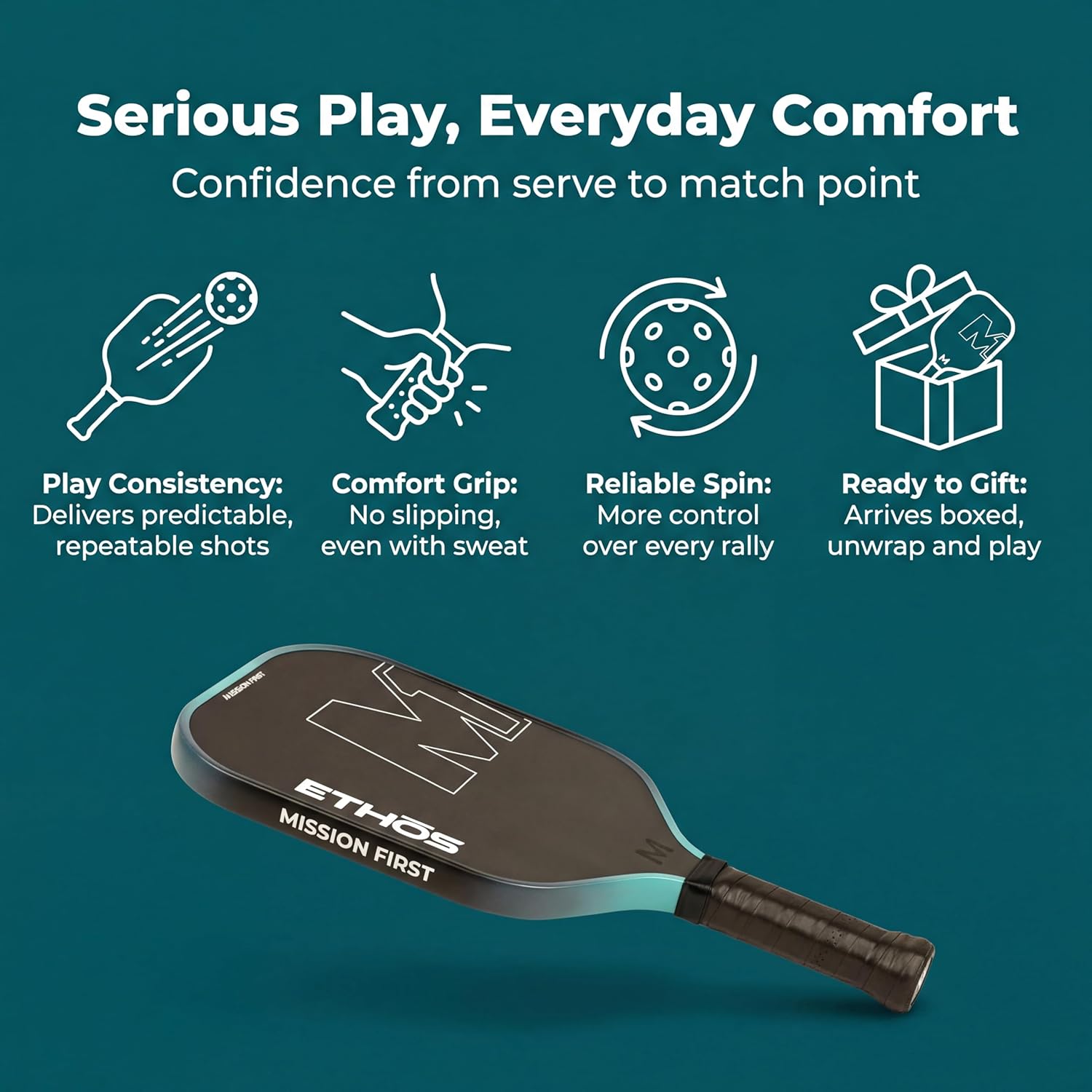 M1 Pickleball Paddles: USAP and PBCor.43 Approved, 16 MM, Elongated, Thermoformed, T700 Raw Carbon Fiber, Strong Power, Control, and Spin, Superior Paddle