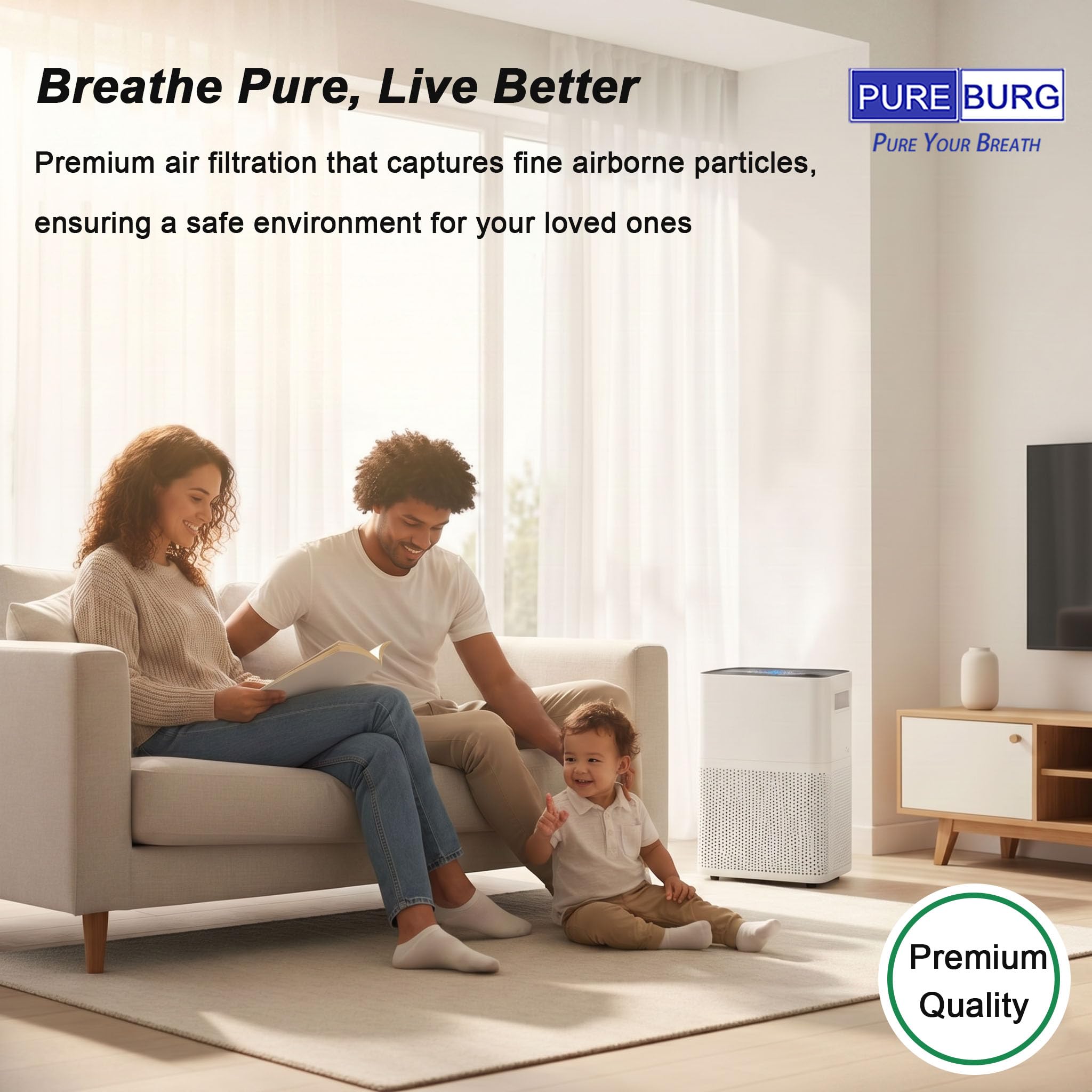PUREBURG Confezione da 2 filtri HEPA di ricambio compatibili con purificatore d'aria PuroAir