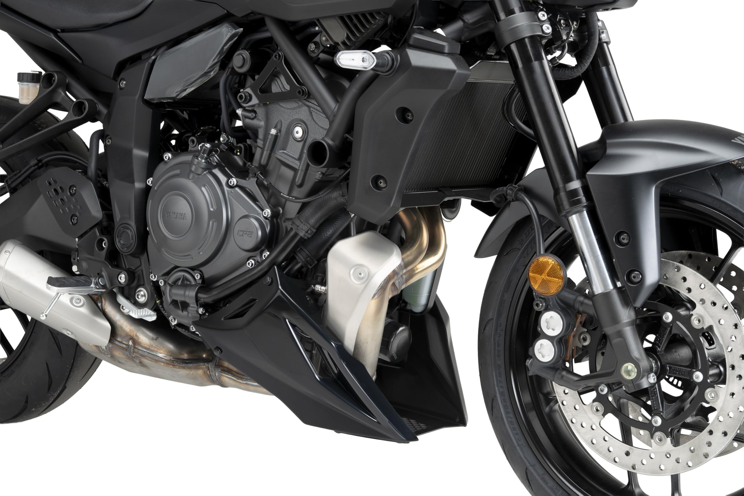 Puig 22415N Lower Fairing aerodynamic motorcycle belly pan made of high-resistance ABS and aluminum with sporty design and engine protection, Black