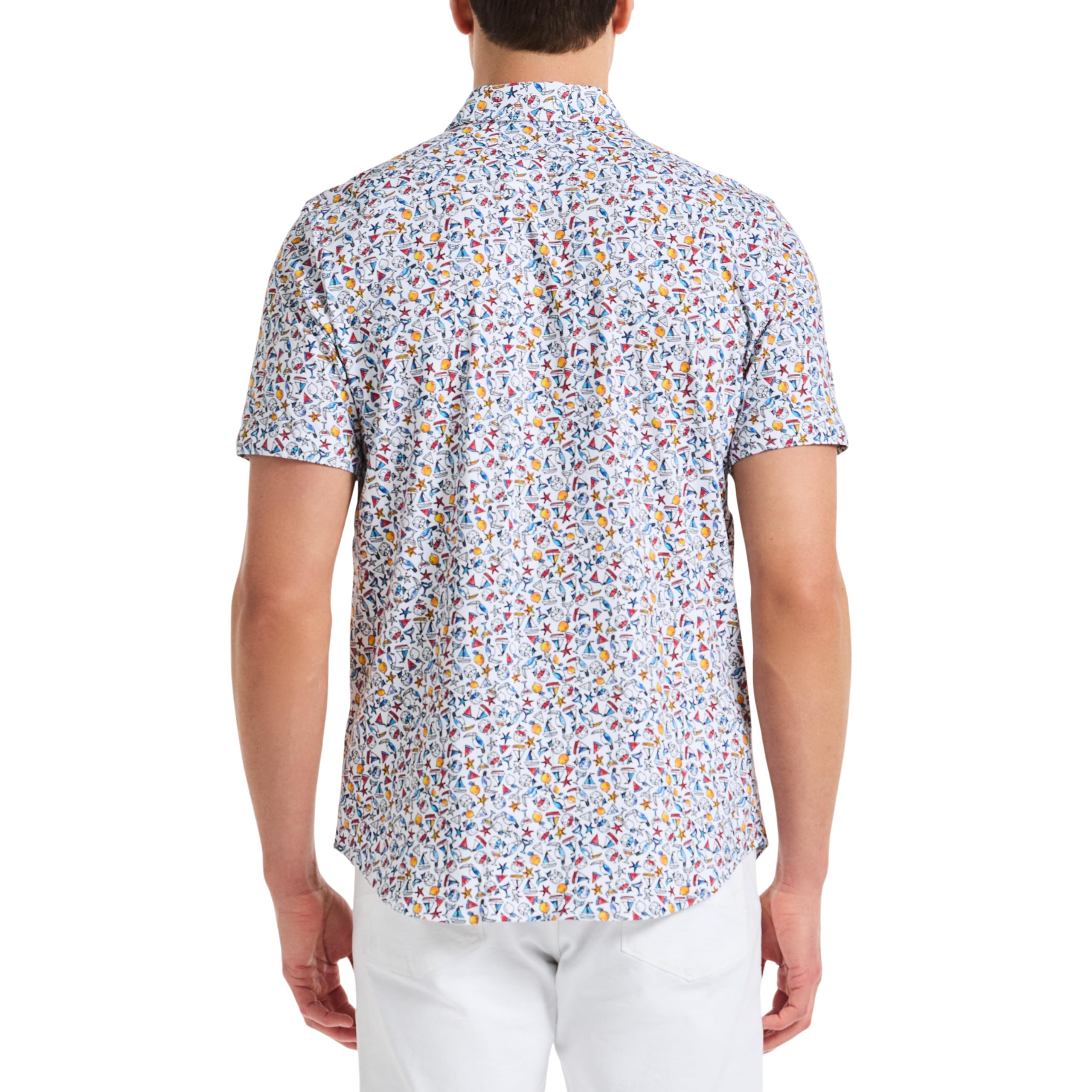 Robert Graham Herren Summer Sails Short Sleeve Button Down Performance Knit Shirt Sommersegel